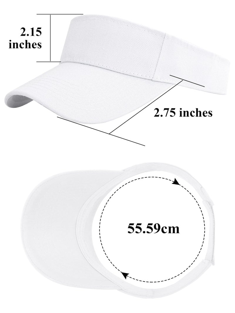 Cooraby 4 Pack Sports Visor Hats Adjustable Cap One Size Outdoor Sun Sports Visor for Women and Men (White, 4) - Image 2